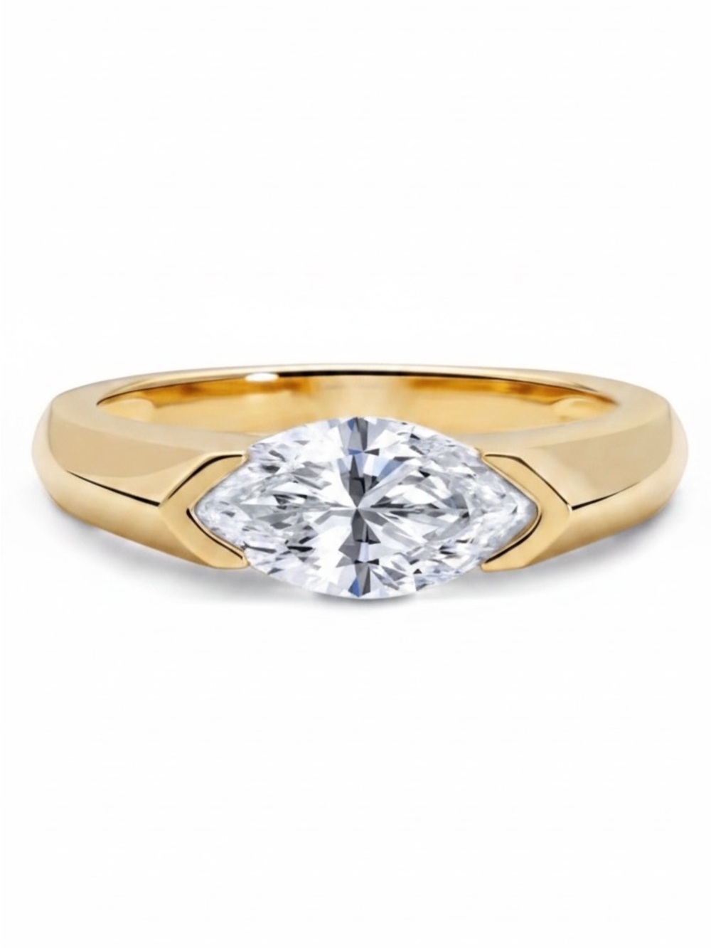 18k Gold Plated Marquise-Cut CZ Pinky Promise Ring. New.